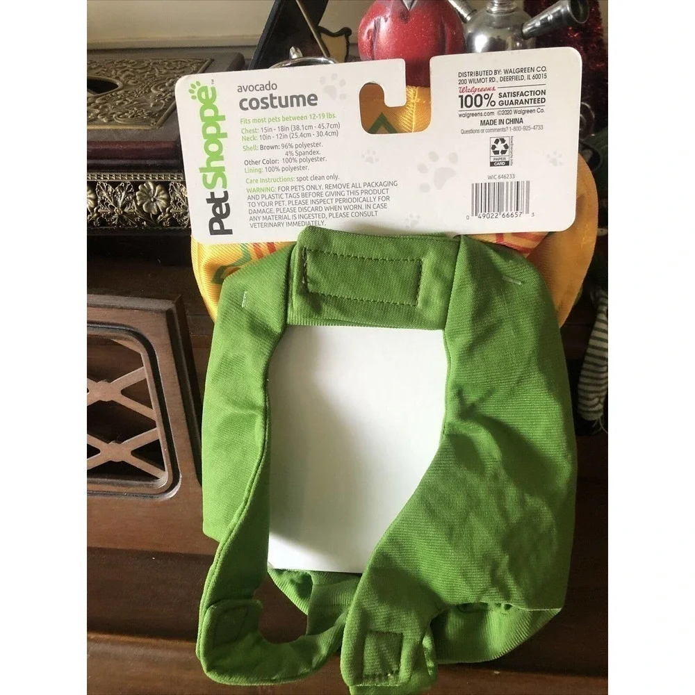 Pet Shoppe Avocado Dog Costume Extra Small/Small 12-19 Lbs Halloween